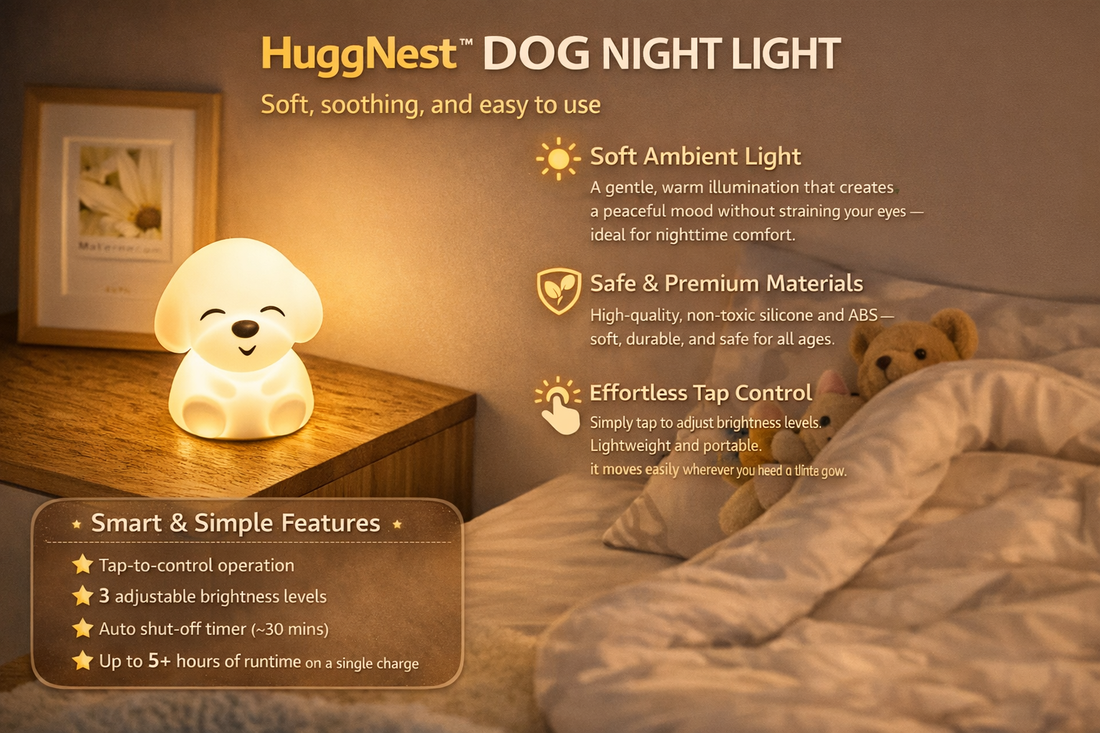 HuggNest™ Puppy Silicone Squishy Night Light -  Gentle Glow with Irresistible Charm 🐶
