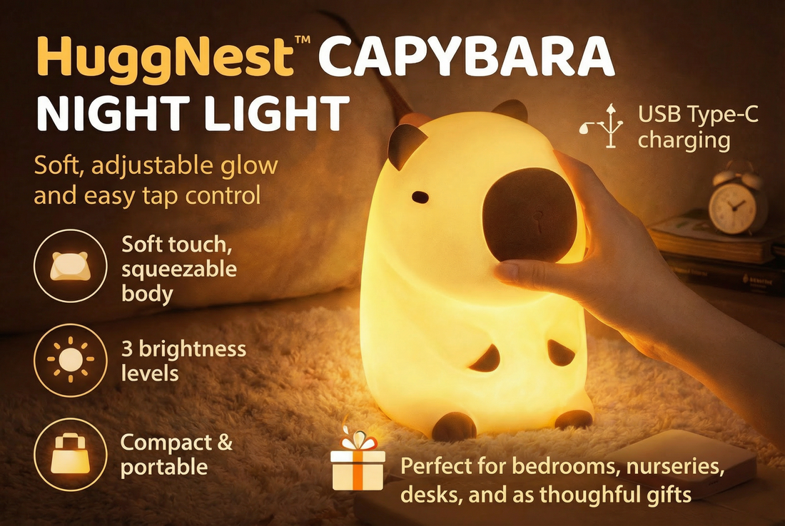 HuggNest™ Capybara Squishy Night Light - Gentle Glow of Comfort & Charm ✨